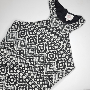 Parker Small Black White Patterned Sleeveless‎ Zipper Lined Polyester Mini Dress